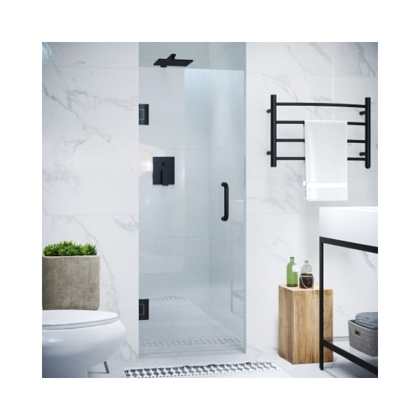 Anzzi Fellow 30" x 72" Frameless Hinged Shower Door, Matte Black and Handle SD-AZ09-02MB - main